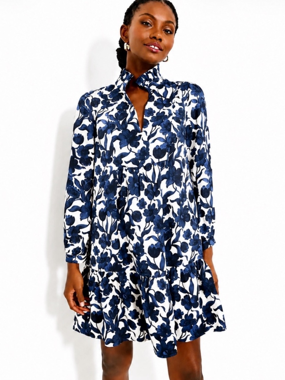 Tuckernuck Blue Poppy Palmerston Navy and White Floral Mini Dress